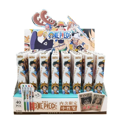 Random 1 PC Press Gel Pen, One Piece Anime Pen Creative Stationery School Student 0.5mm Black Signature