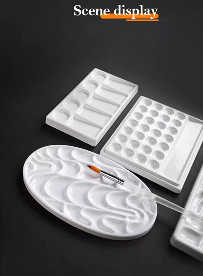 1/5/28 Grid Paint Tray White Imitation Ceramic Easy to Clean Pigment Palette for Artists Acrylic Watercolor Oil Painting