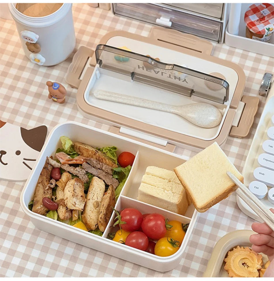 Simple Cute Portable Lunch Box, With Compartment & Microwave-Safe, Perfect for Work, School, or Picnics