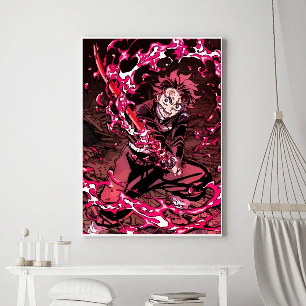 Demon Slayer Classic Anime Wall Art Poster Prints, Painting Bedroom Living Room Wall Bar Restaurant Decor