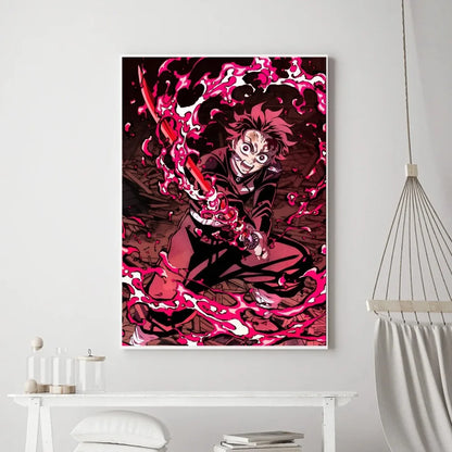 Demon Slayer Classic Anime Wall Art Poster Prints, Painting Bedroom Living Room Wall Bar Restaurant Decor