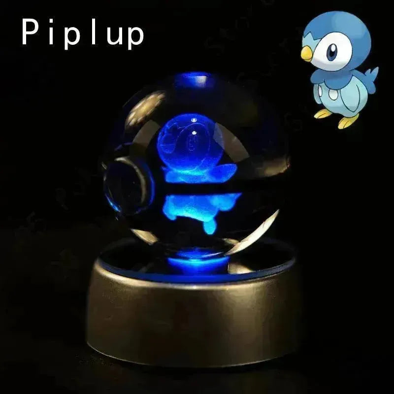3D Pokemon Crystal Ball 5CM Mewtwo Pikachu Gengar Crystal Glass Pokemon Ball Pokeball Figure Night Light LED Lamp Base Gift - 29 Jigglypuff / 5CM - Otarealm