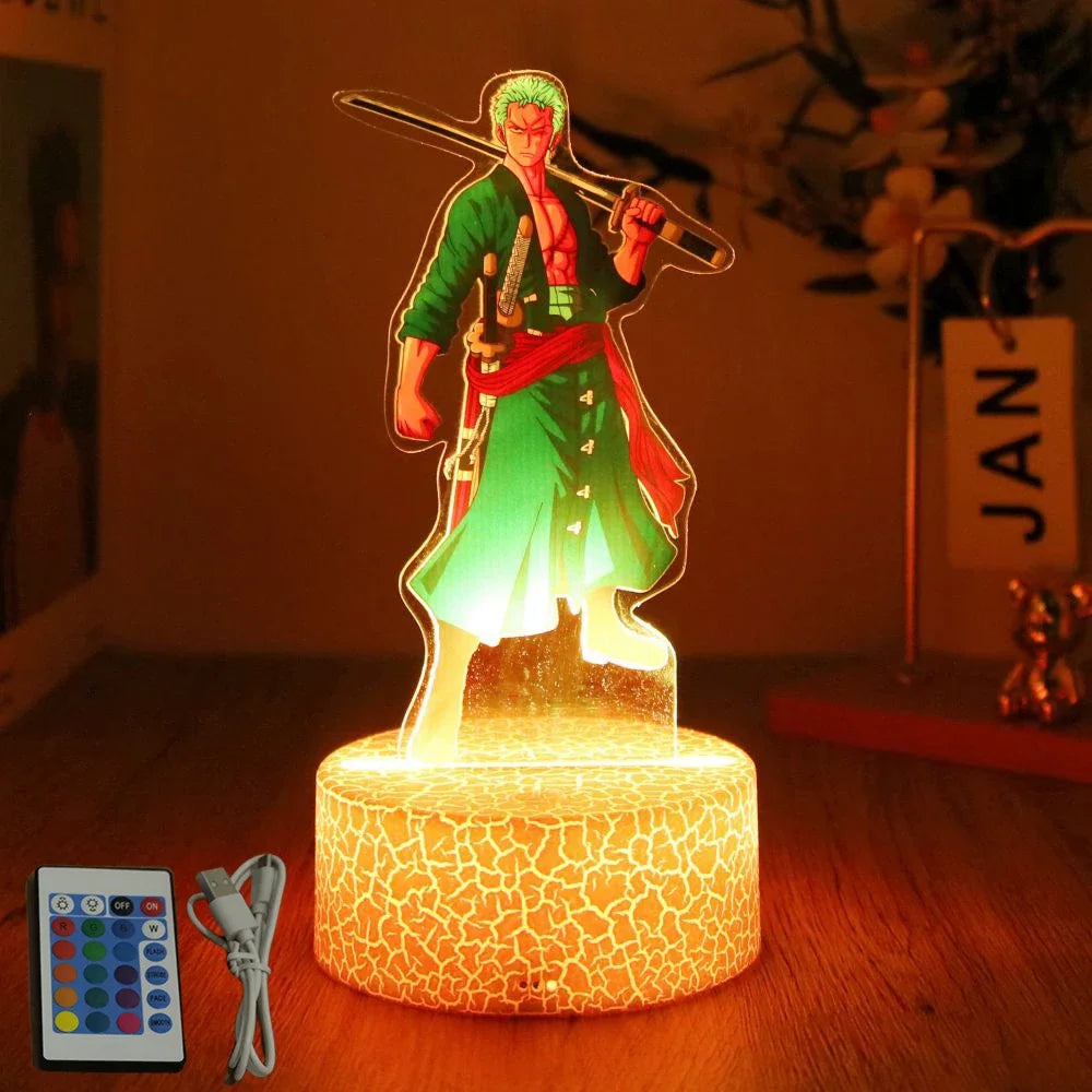 One Piece Anime Figures 3D Lamp PVC Action Collection Model Toys LED Night Light