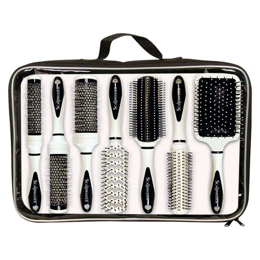 Scalpmaster 7pc Ceramic Brush Set W/ Carry Case Otarealm