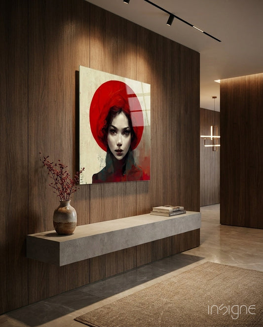 Red Hat Glass Wall Art  || Designer Collection