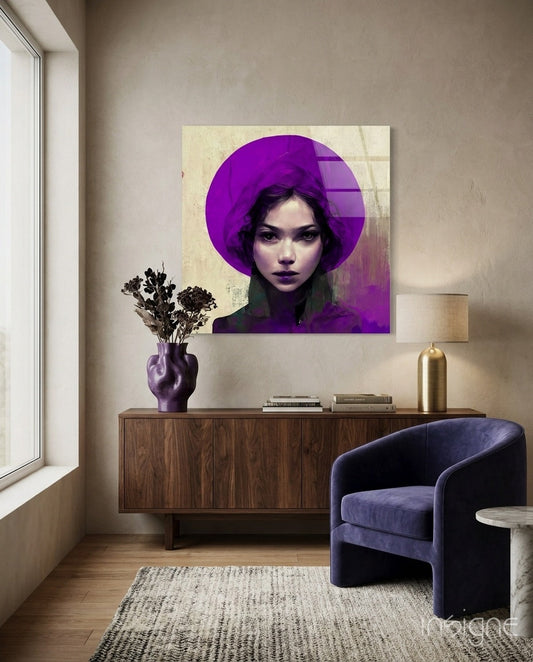 Purple Hat Glass Wall Art  || Designer Collection