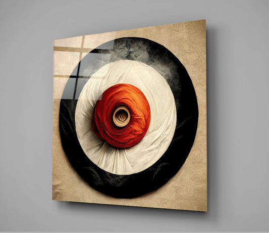 Red Rose Concentric Circles Glass Wall Art