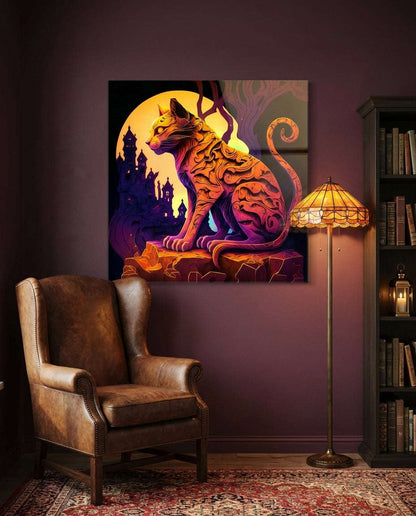 Ancient Cat Glass Wall Art  || Designers Collection Otarealm