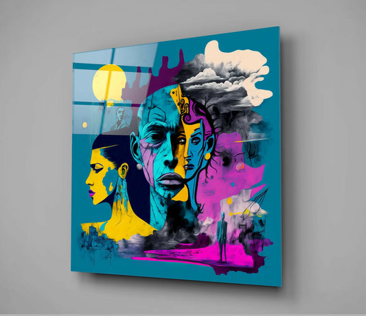 Layered Cubist Faces Sun Glass Wall Art