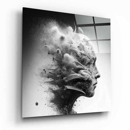 Shattering Smoke Profile Head Glass Wall Art