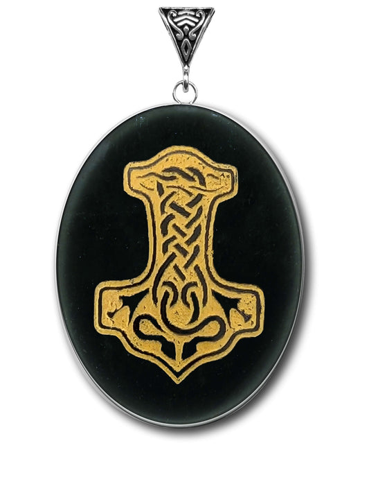 Obsidian Thor's Hammer Symbology Gemstone for Protection Otarealm