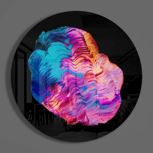 Neon Pink Blue Fluid Wave Glass Wall Art