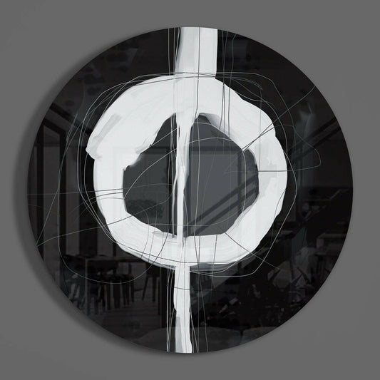 Black White Enso Circle Glass Wall Art