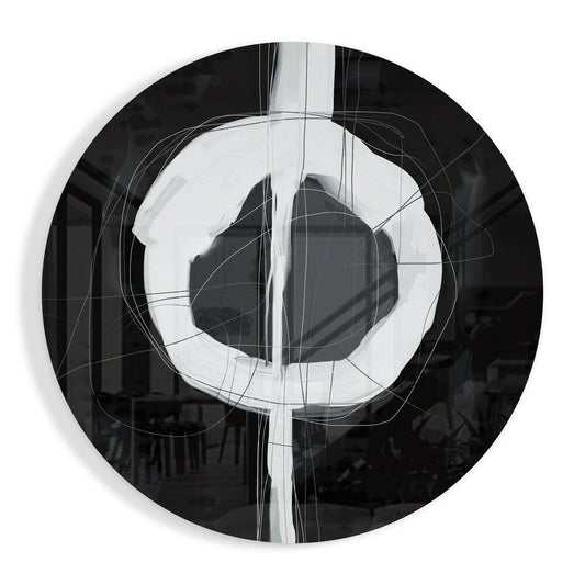 Black White Enso Circle Glass Wall Art