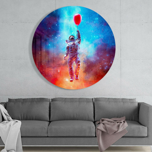 Red Balloon City Astronaut Glass Wall Art
