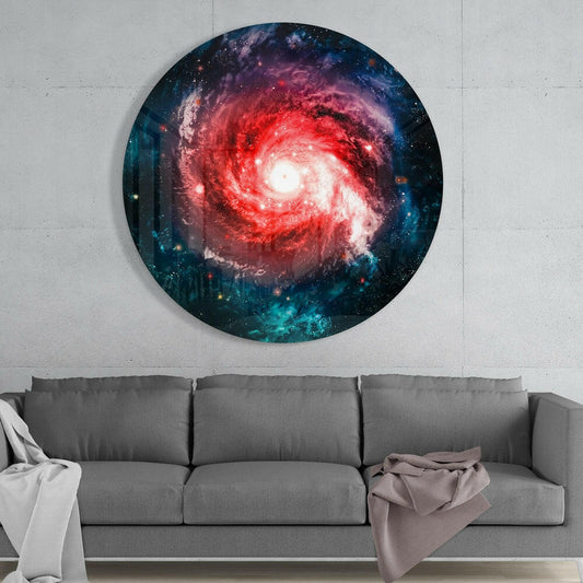 Red Spiral Galaxy Glass Wall Art