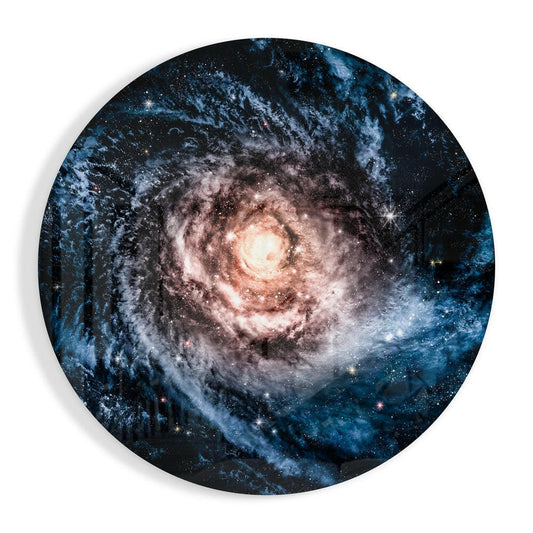 Blue Spiral Galaxy Glass Wall Art