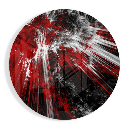 Round Crimson Shatter Explosion Glass Wall Art