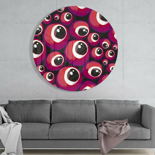 Red and Purple Evil Eye Bead Cluster Glass Wall Art