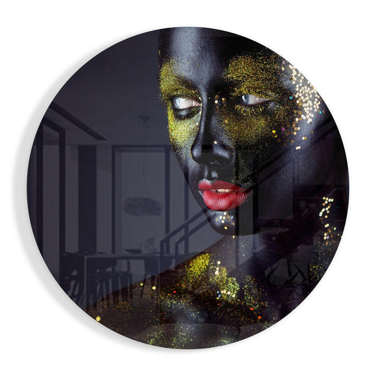 Gold Dust Red Lips Glass Wall Art