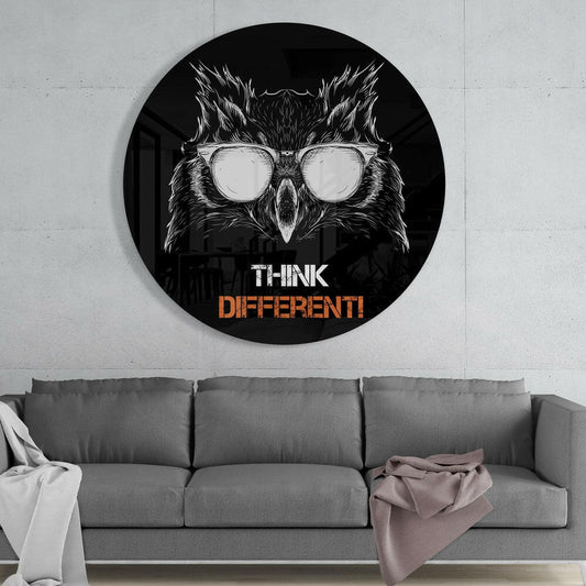 Cool Owl Glasses Slogan Glass Wall Art