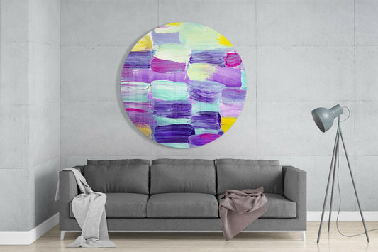 Purple Teal Brushstroke Blocks Glass Wall Art