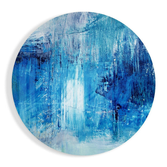 Deep Blue Textured Brushstroke Glass Wall Art