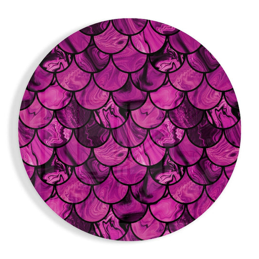 Magenta Marble Fish Scales Glass Wall Art