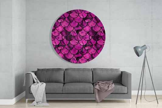 Magenta Marble Fish Scales Glass Wall Art