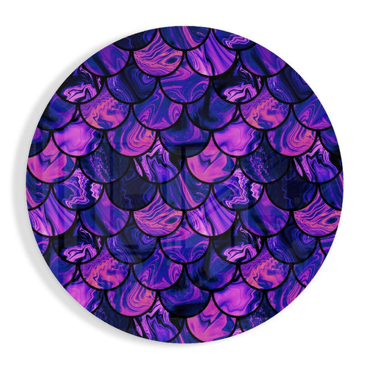 Purple Pink Mermaid Scales Glass Wall Art