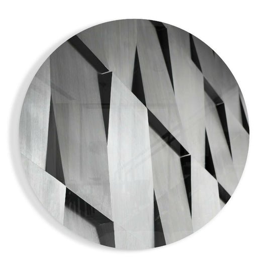 Silver Angular Geometric Slats Glass Wall Art