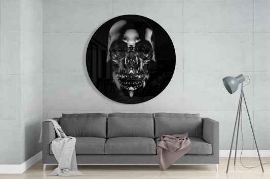 Black Obsidian Reflective Skull Glass Wall Art