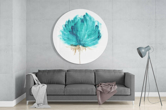 Teal Watercolor Bloom Flower Glass Wall Art