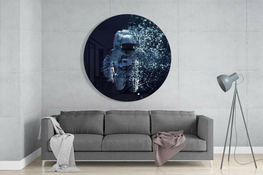 Glitch Pixel Astronaut Glass Wall Art