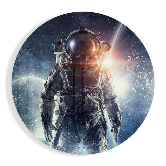 Moonrise Astronaut Portrait Glass Wall Art