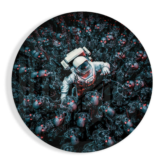 Skeleton Horde Spaceman Escape Glass Wall Art