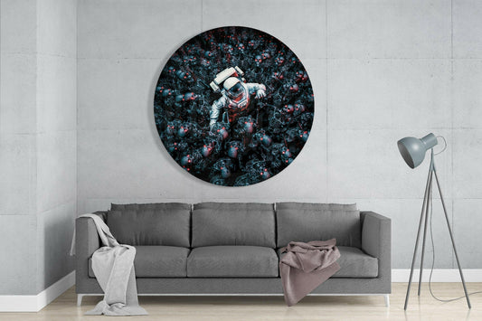 Skeleton Horde Spaceman Escape Glass Wall Art