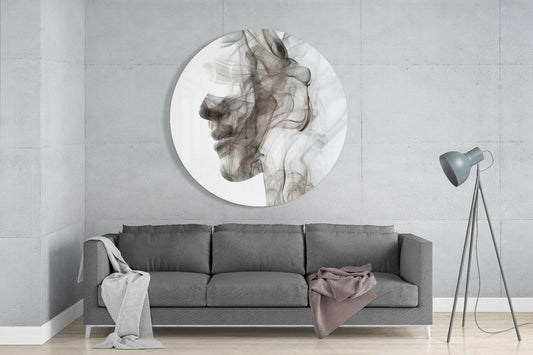 Wispy Gray Smoke Face Profile Glass Wall Art