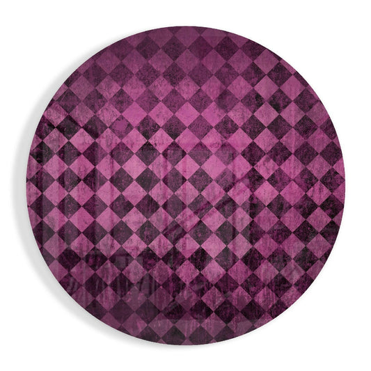 Pink Distressed Diamond Checker Glass Wall Art