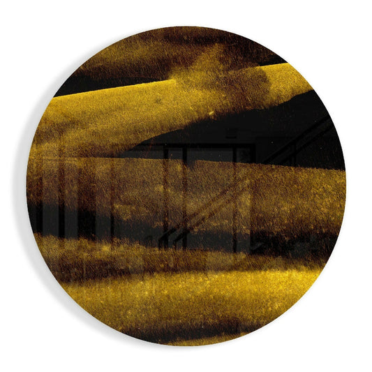 Gold Dusted Layered Ridges Glass Wall Art