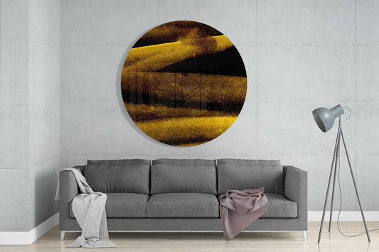 Gold Dusted Layered Ridges Glass Wall Art
