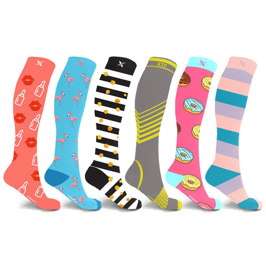 6-Pairs: Women's Pain Relief And Recovery Knee High Compression Socks Otarealm