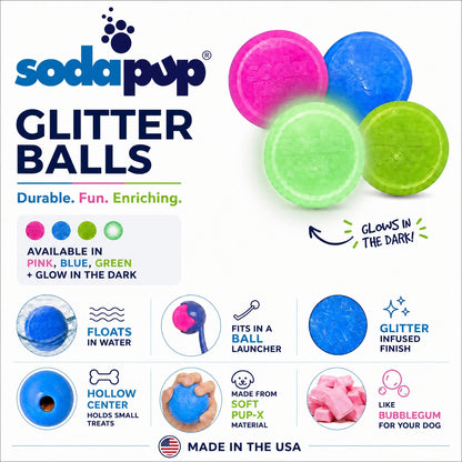 Princess Pack 2-Pack Dog Toy | Pink Glitter Ball + Unicorn Horn Chew Toy | USA Made