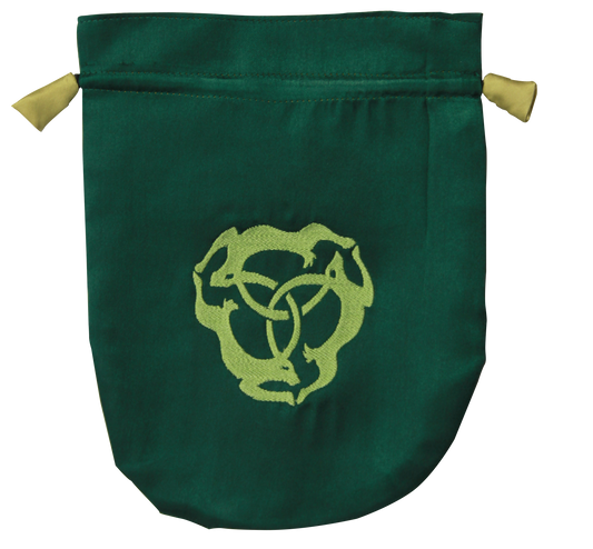 Green Satin Triple Hare Tarot Bag