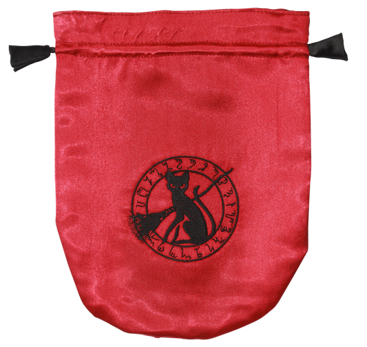 Red Satin Black Cat Tarot Bag