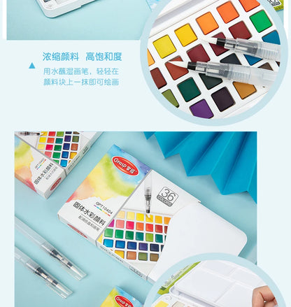 12/24/36/48 Colors Watercolor Paint Set with Water Brush Pens Art Supplies for Artists