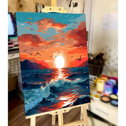 City Landscape Paint by Numbers Kit – DIY Canvas Painting for Adults with Frame & Oil Colors