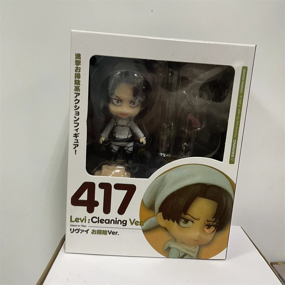 Attack on Titan Anime Figures, Shingeki no Kyojin Levi Ackerman, Eren Jaeger, Mikasa·Ackerman, Cute Kawaii Chibi Anime Figurines 10 cm
