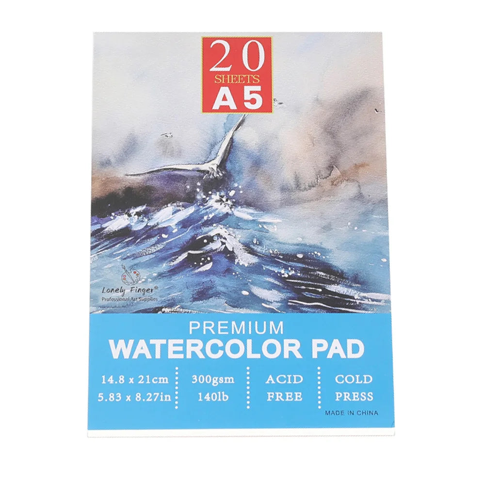 A5/A4/A3 Watercolor Paper Pad, 140lb/300gsm, 20 Sheets, Cold-Pressed, Acid-Free, Artist Painting Paper for Watercolor Painting