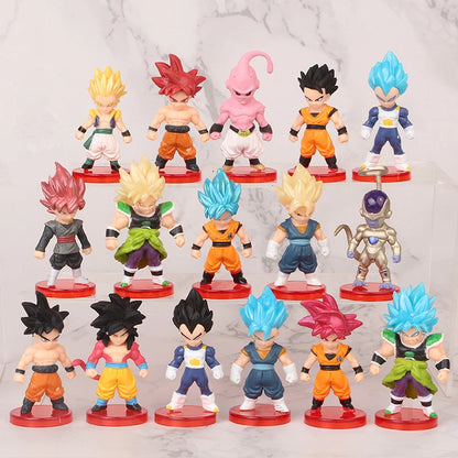 16 Pcs Set Dragon Ball Super Son Goku Gohan Vegeta Broly Piccolo Majin Buu Action Anime Figurine Mini Figures